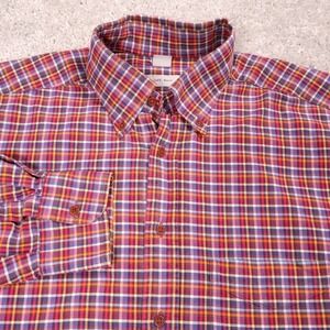 Jeff Rose Made in Italy Plaid Button Down Long Sleeve Casual Shirt Mens Large